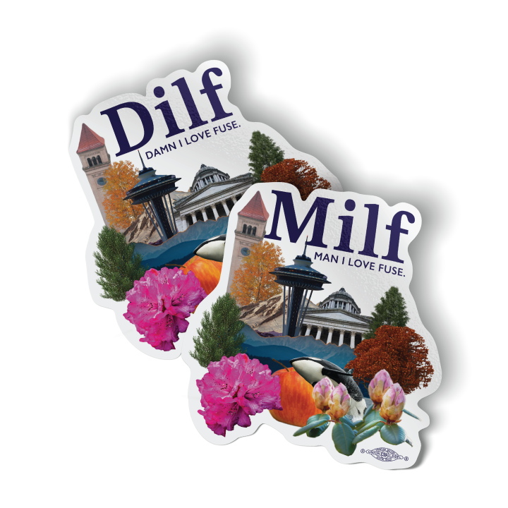 Dilf/Milf Combo (4.2" x 4.2" Vinyl Sticker -- Pack of Two!)