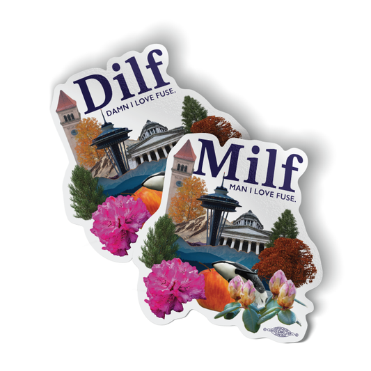 Dilf/Milf Combo (4.2" x 4.2" Vinyl Sticker -- Pack of Two!)