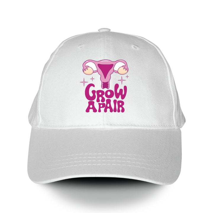 Grow A Pair (White Baseball Cap)